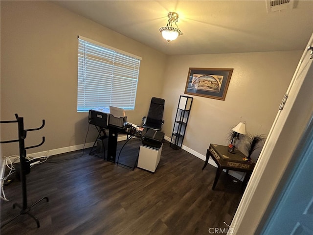 office area featuring dark hardwood / wood-style flooring