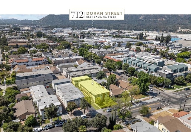 birds eye view of property featuring a mountain view