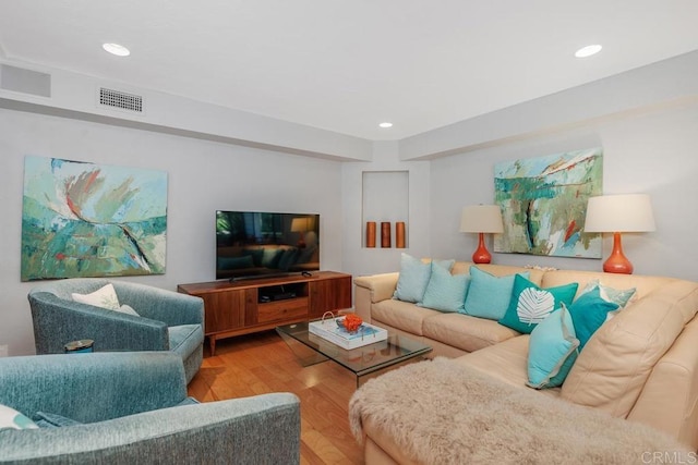 living room featuring wood-type flooring