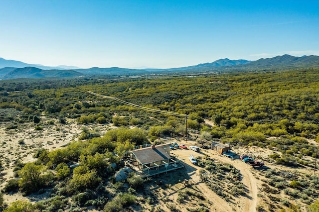 birds eye view of property featuring a mountain view