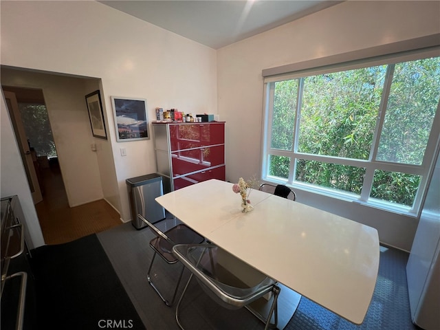 view of carpeted dining space