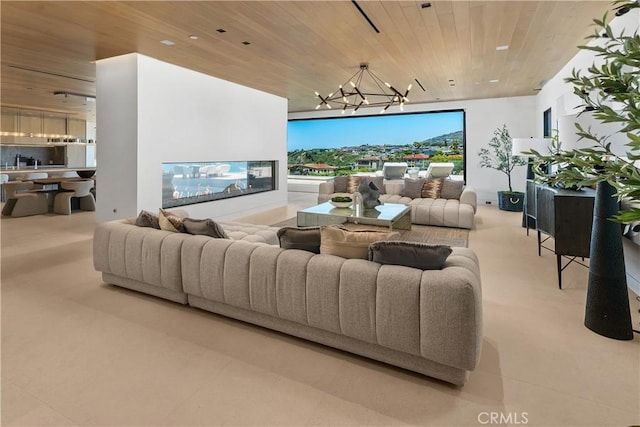 13 Ritz Cove Dr, Dana Point, CA 92629 - living area with a chandelier, wooden ceiling, and track lighting