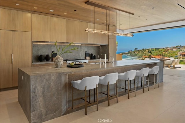 13 Ritz Cove Dr, Dana Point, CA 92629 - bar with a sink, wooden ceiling, light tile patterned flooring, recessed lighting, and stove