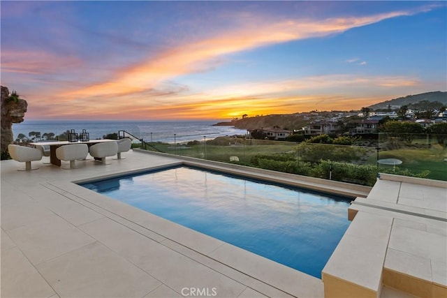 13 Ritz Cove Dr, Dana Point, CA 92629 - pool at dusk with an outdoor pool and a water view