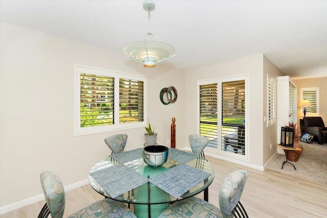 dining room with light hardwood / wood-style floors