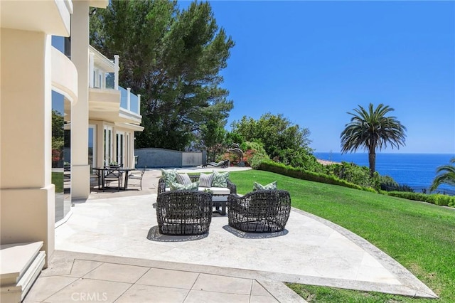 19 Marguerite Dr, Rancho Palos Verdes, CA 90275 - view of patio featuring an outdoor hangout area, a water view, and a balcony