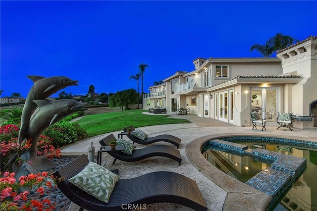 19 Marguerite Dr, Rancho Palos Verdes, CA 90275 - view of patio / terrace with french doors, a balcony, and an outdoor pool