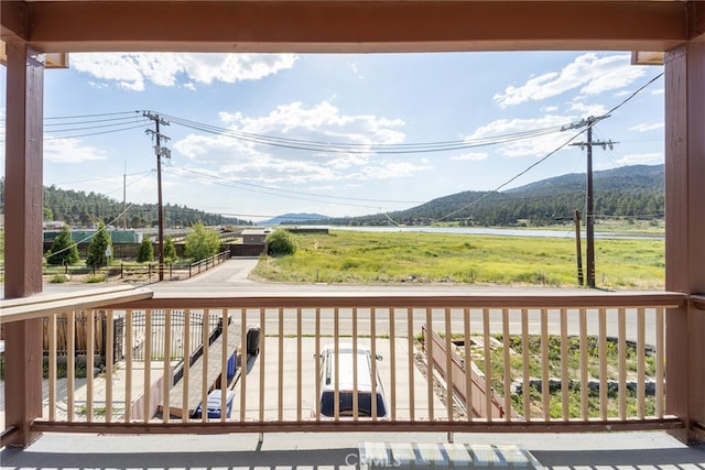 exterior space featuring a mountain view