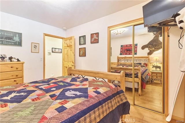 bedroom featuring a closet and wood finished floors