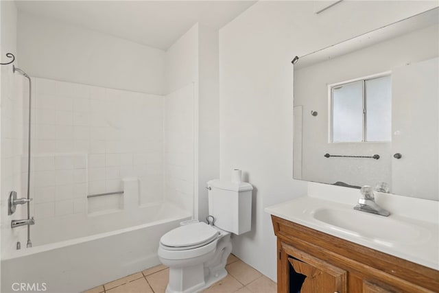 full bathroom with vanity, toilet, shower / bathing tub combination, and tile patterned floors