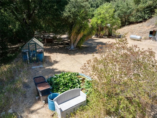 view of yard with an outdoor structure