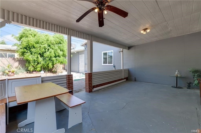 view of patio featuring a ceiling fan