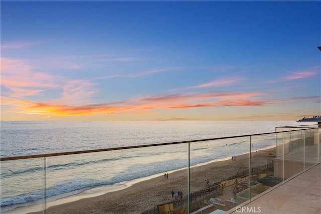 property view of water with a beach view