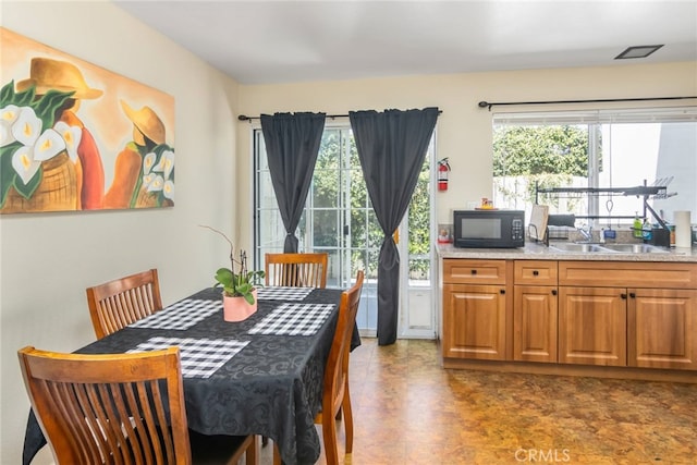 dining area with sink and a wealth of natural light