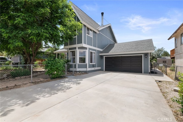 view of front of property with a garage