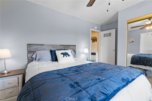 bedroom featuring a closet and ceiling fan