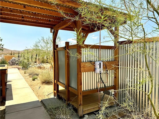 deck featuring a mountain view