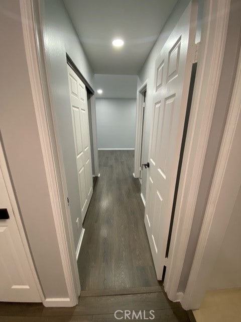 hall featuring dark hardwood / wood-style floors