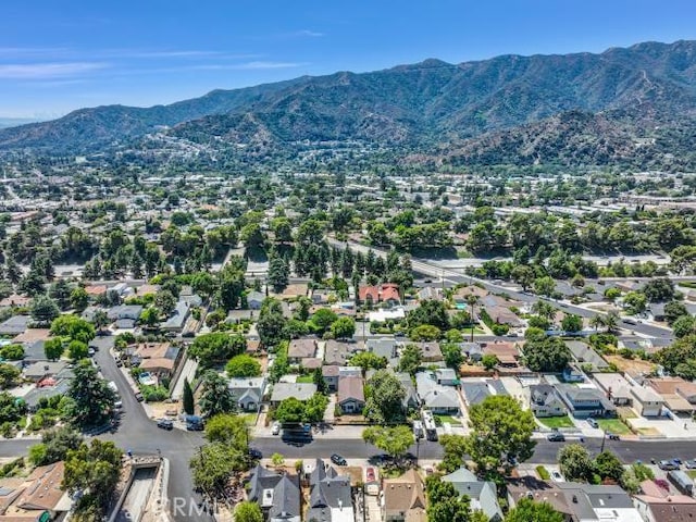 drone / aerial view with a mountain view and a residential view