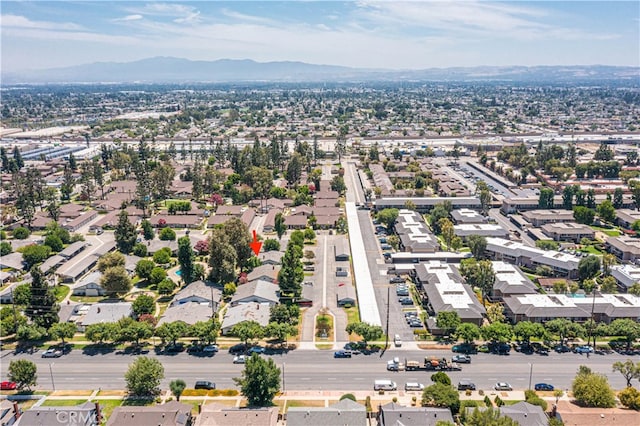 birds eye view of property featuring a mountain view