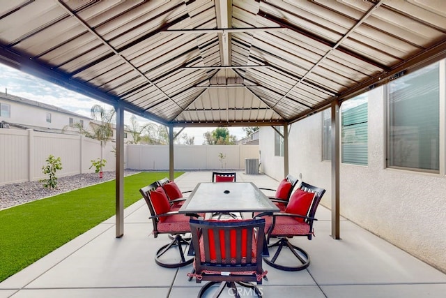 view of patio / terrace featuring a gazebo and central AC