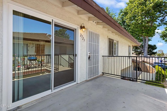 balcony with a patio area