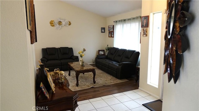 view of tiled living room