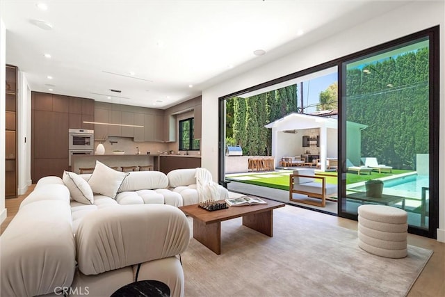 living room featuring light hardwood / wood-style flooring