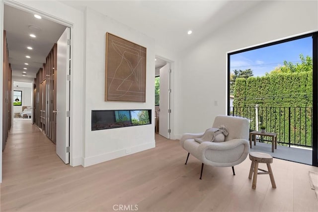 living area with light wood-type flooring