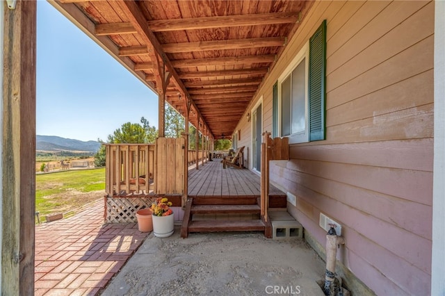 deck featuring a mountain view