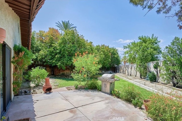 view of patio featuring area for grilling