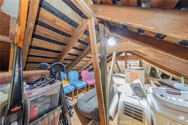 view of unfinished attic