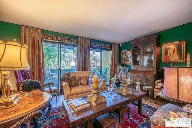 living room featuring hardwood / wood-style flooring