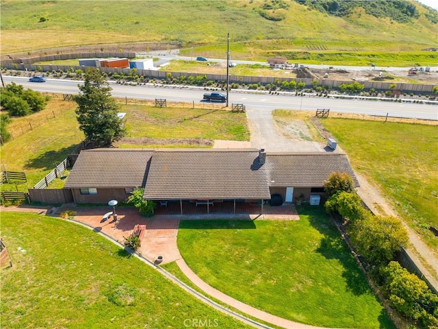 bird's eye view with a rural view