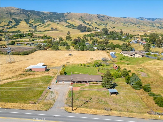 aerial view with a rural view and a mountain view