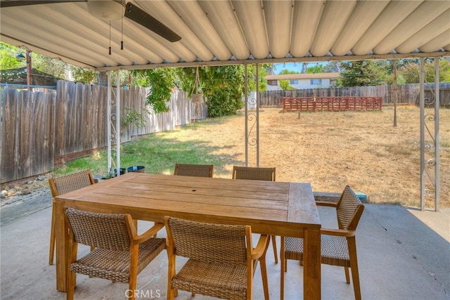 view of patio / terrace featuring ceiling fan
