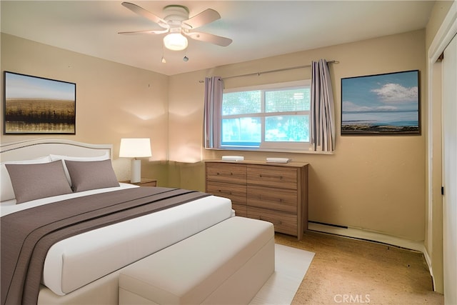 bedroom featuring ceiling fan