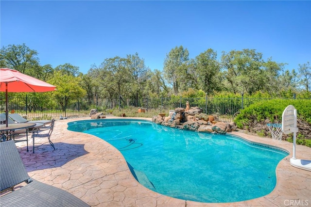 view of swimming pool with a patio