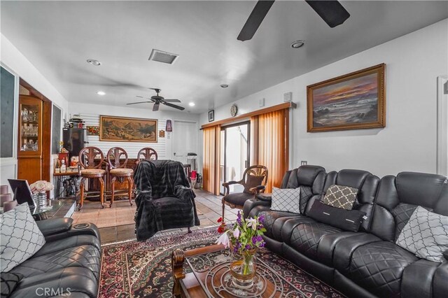 view of tiled living room