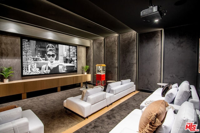 view of carpeted cinema room