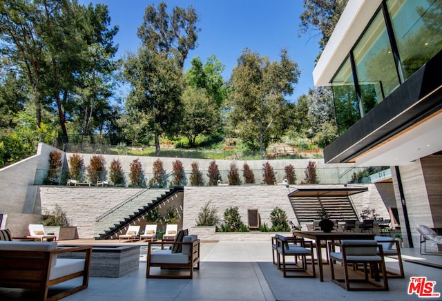 view of patio / terrace featuring an outdoor living space