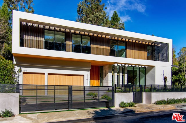 contemporary home with a garage