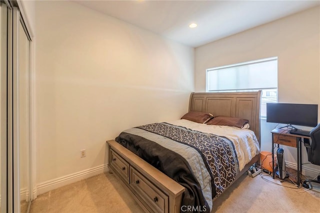 637 S Grand Ave Unit 4, San Pedro, CA 90731 - bedroom featuring light carpet, recessed lighting, and a closet