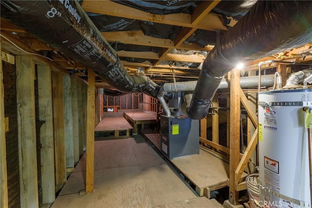 basement featuring water heater