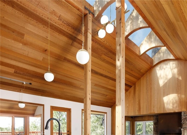 interior details featuring wood ceiling