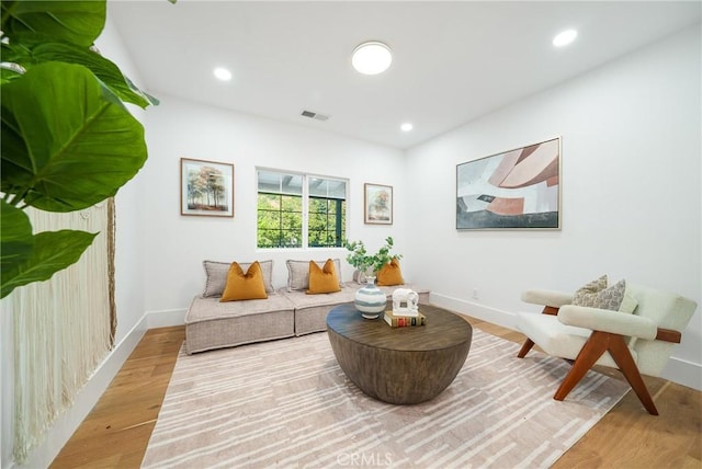 living area featuring light wood-type flooring