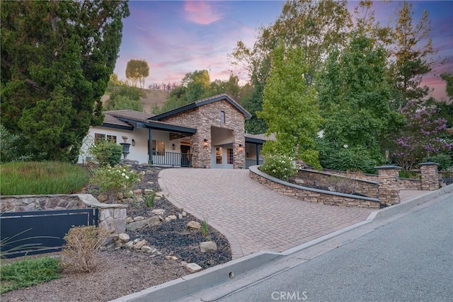 view of front of property with a porch