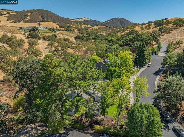 bird's eye view with a mountain view