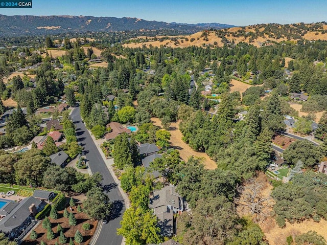 drone / aerial view with a mountain view