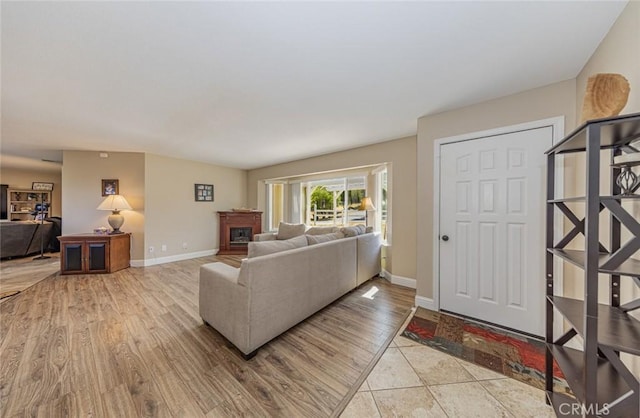 living room featuring light wood-type flooring